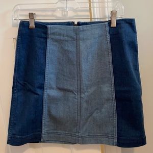 Free People Modern Femme Colorblock Denim Skirt